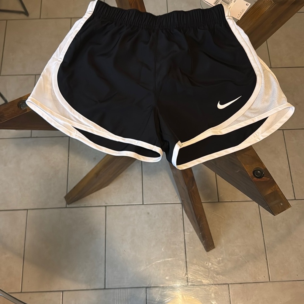 Nike Women's Black and White Athletic Shorts